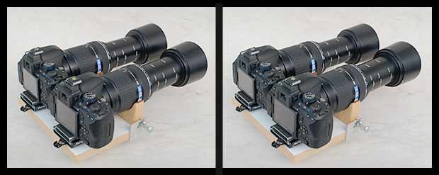 Paired SLR cameras for telephoto stereo-photography
