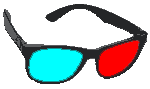 red/cyan anaglyph glasses