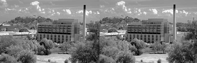 Green Lane Hospital in Monochrome using a red filter.